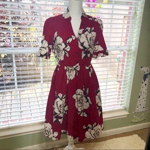 Anthropologie Maeve Cranberry red dress size 4